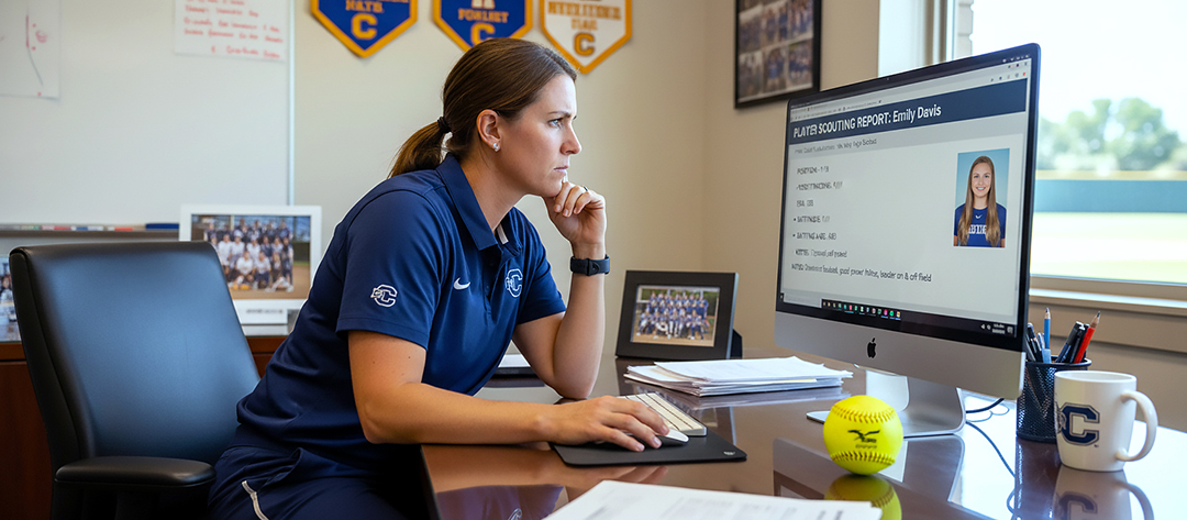Coach reading a player scouting report