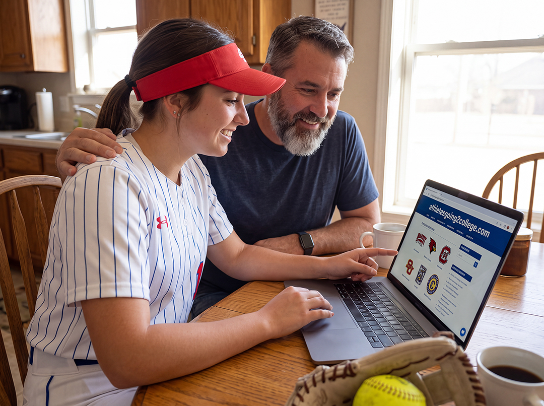 A softball family weighing their college recruiting options together